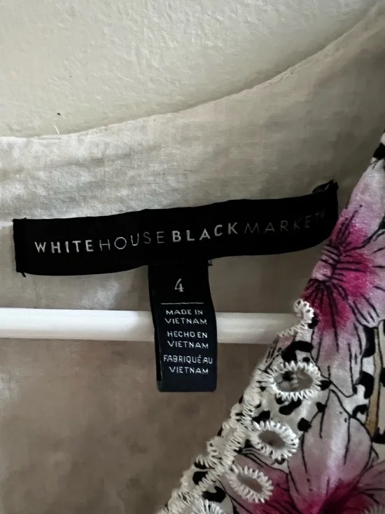 White House Black Market Floral Eyelet Peplum Top Size 4 - Picture 4 of 5